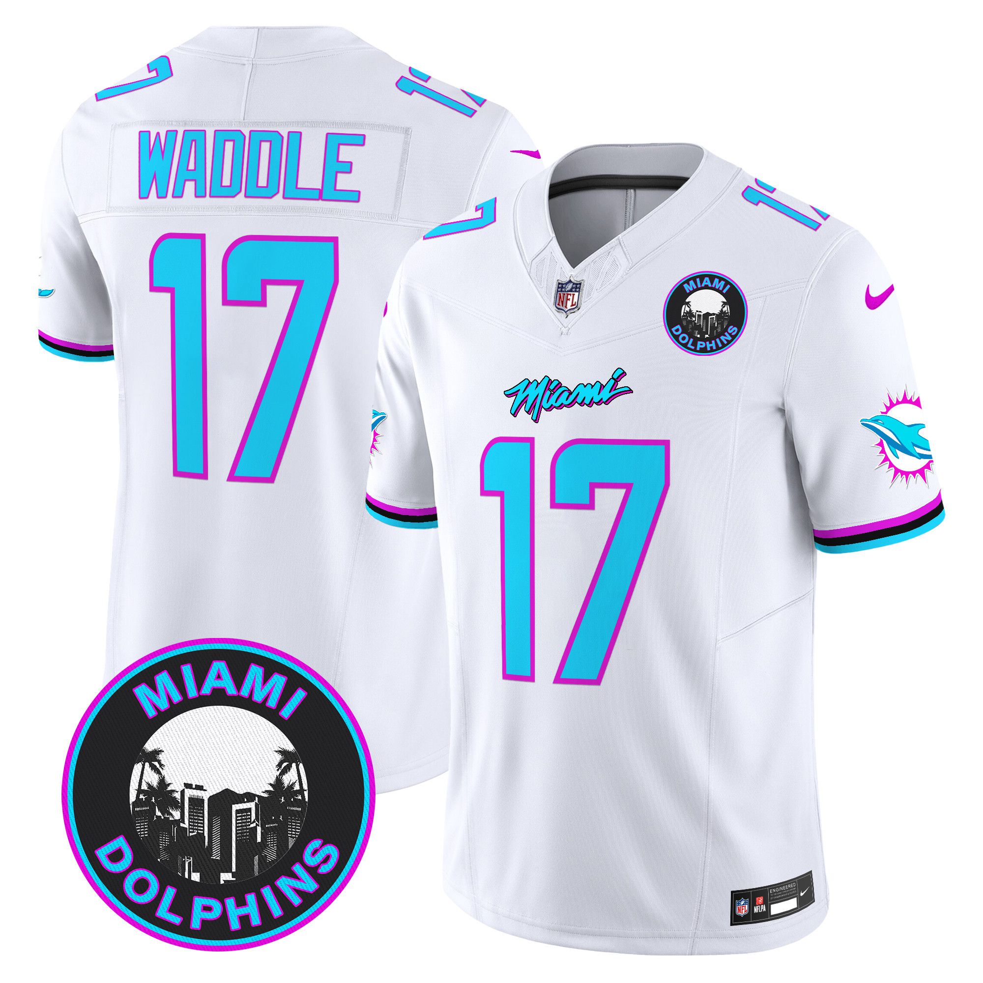 Men Miami Dolphins #17 Waddle White 2024 Nike Vapor Limited NFL Jersey->indianapolis colts->NFL Jersey